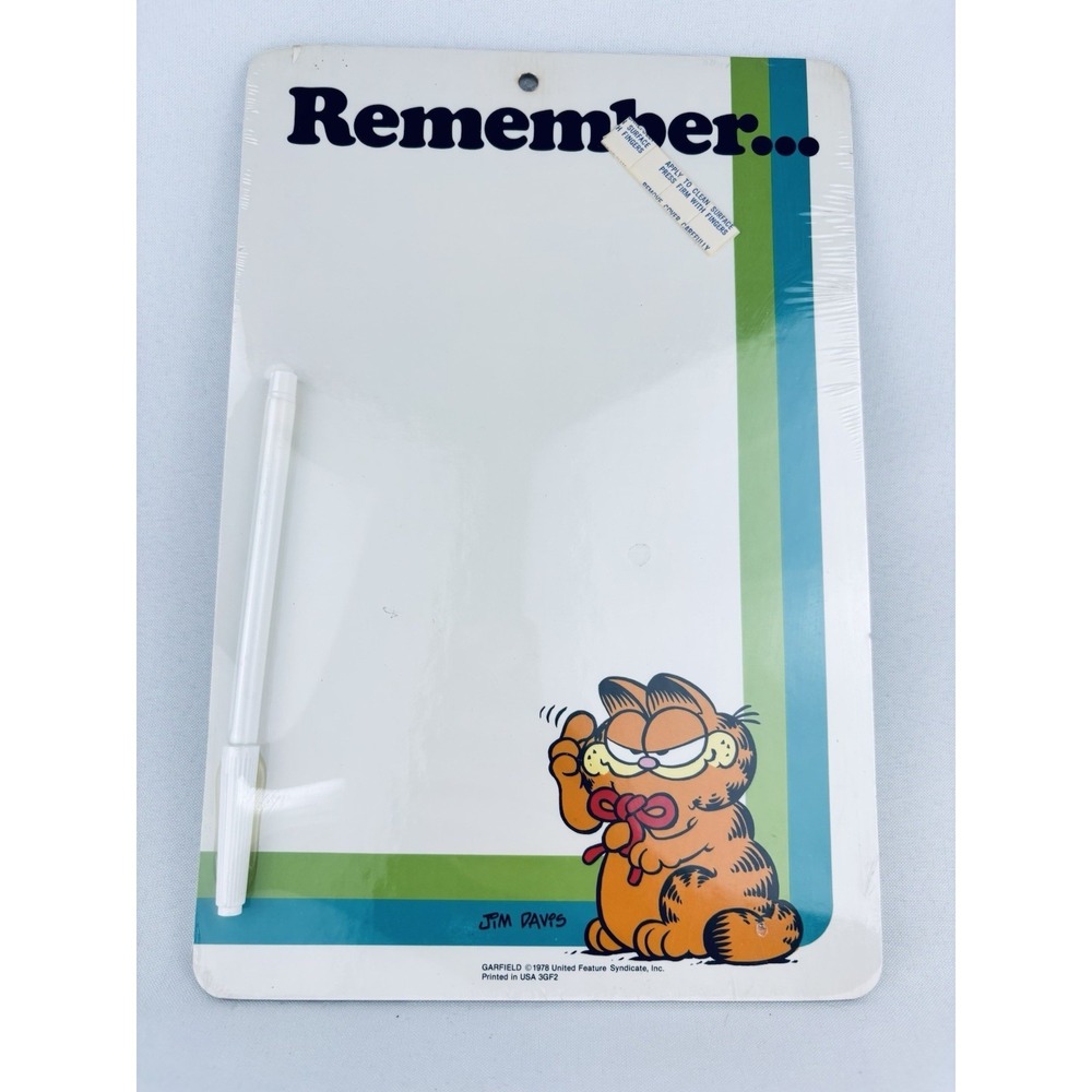 Vintage GARFIELD Remember 1978 Memo Wipe Off Erase Board Webway NOS Sealed‎